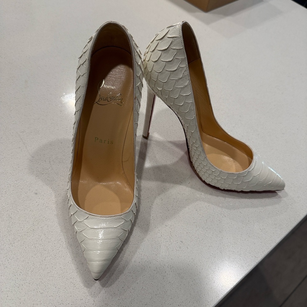 Christian Louboutin Textured White Heels